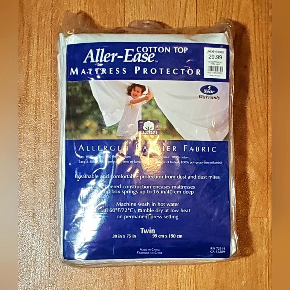 New ALLER-EASE Twin Size Mattress Cover Linen Allergy Dust Shield NWT